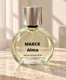 Foto real do perfume MARCK Alma Eau de Parfum 50 ml, com fundo editado